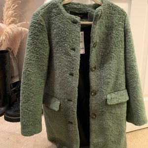 Zara faux fur green jacket size xs